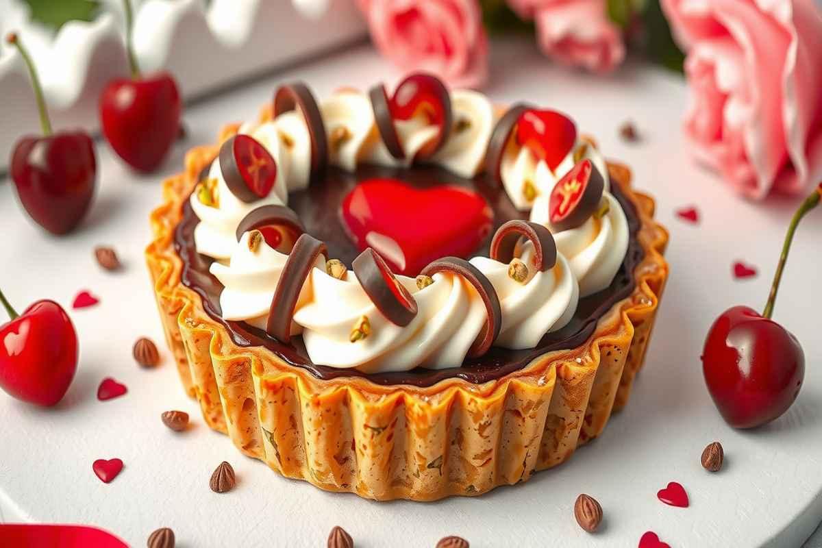 Deliziosa crostata di San Valentino: amarene e frangipane al pistacchio per un dolce indimenticabile