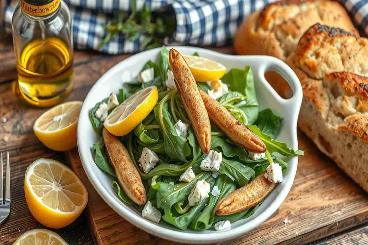 Puntarelle croccanti e alici fritte: un'esplosione di sapori sulla pagnotta