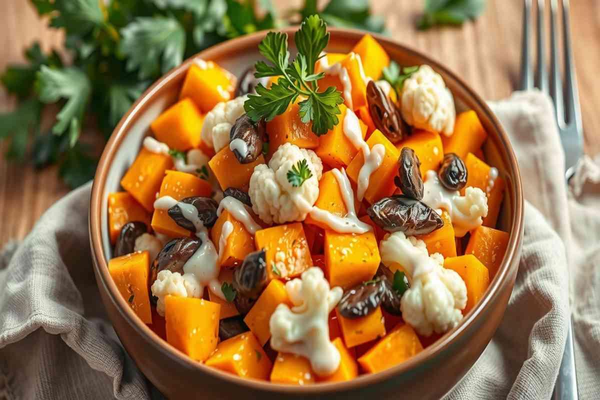 Scopri la freschezza dell'inverno: insalatina di zucca, cavolfiore e acciughe