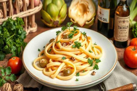 Deliziose tagliatelle fresche con carciofi e prezzemolo: un piatto da non perdere