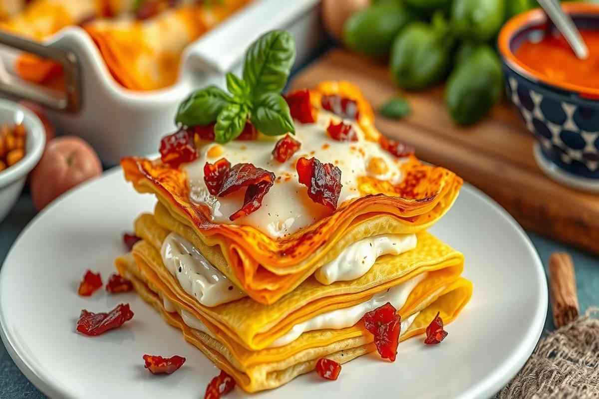 Scopri la deliziosa ricetta delle lasagne di crêpes cremose e filanti