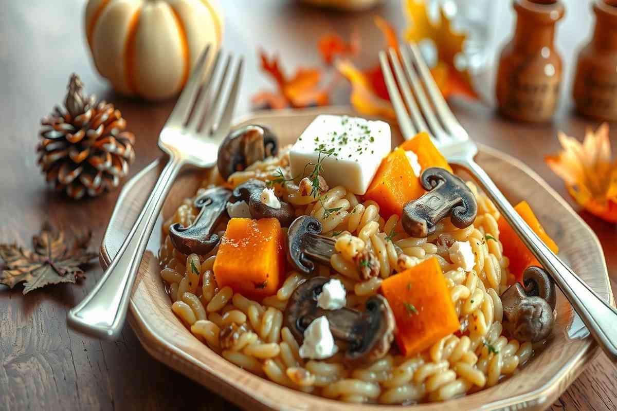 Un risotto cremoso con funghi, zucca e robiola: scopri la ricetta irresistibile